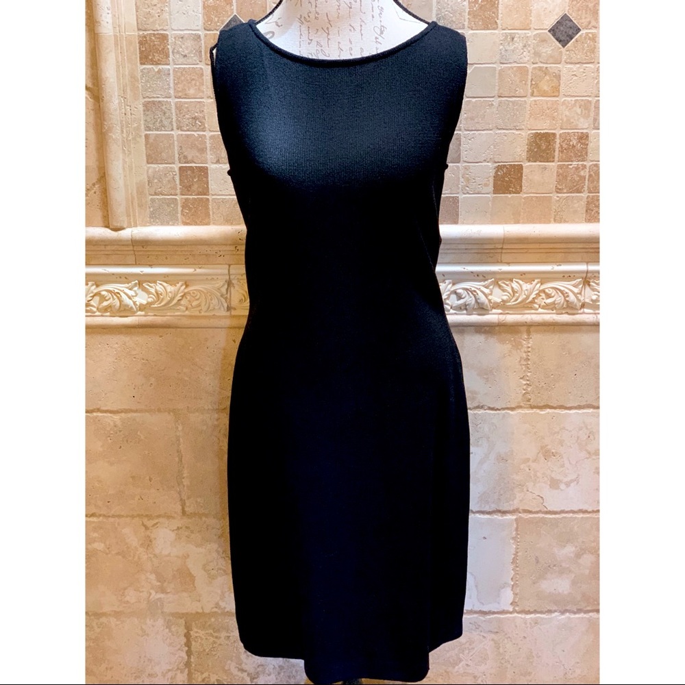 St. John Caviar black knit midi dress